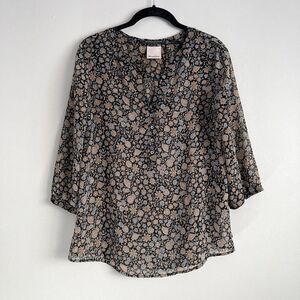 Maison Scotch & Soda Blouse Womens Floral Print Long Sleeve Size 1 Small